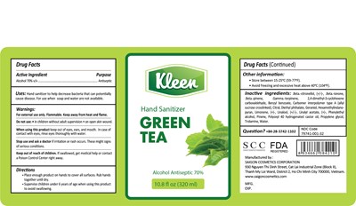 Kleen Hand Sanitizer Green Tea 320ml Label (Kleen Greentea 320ml)